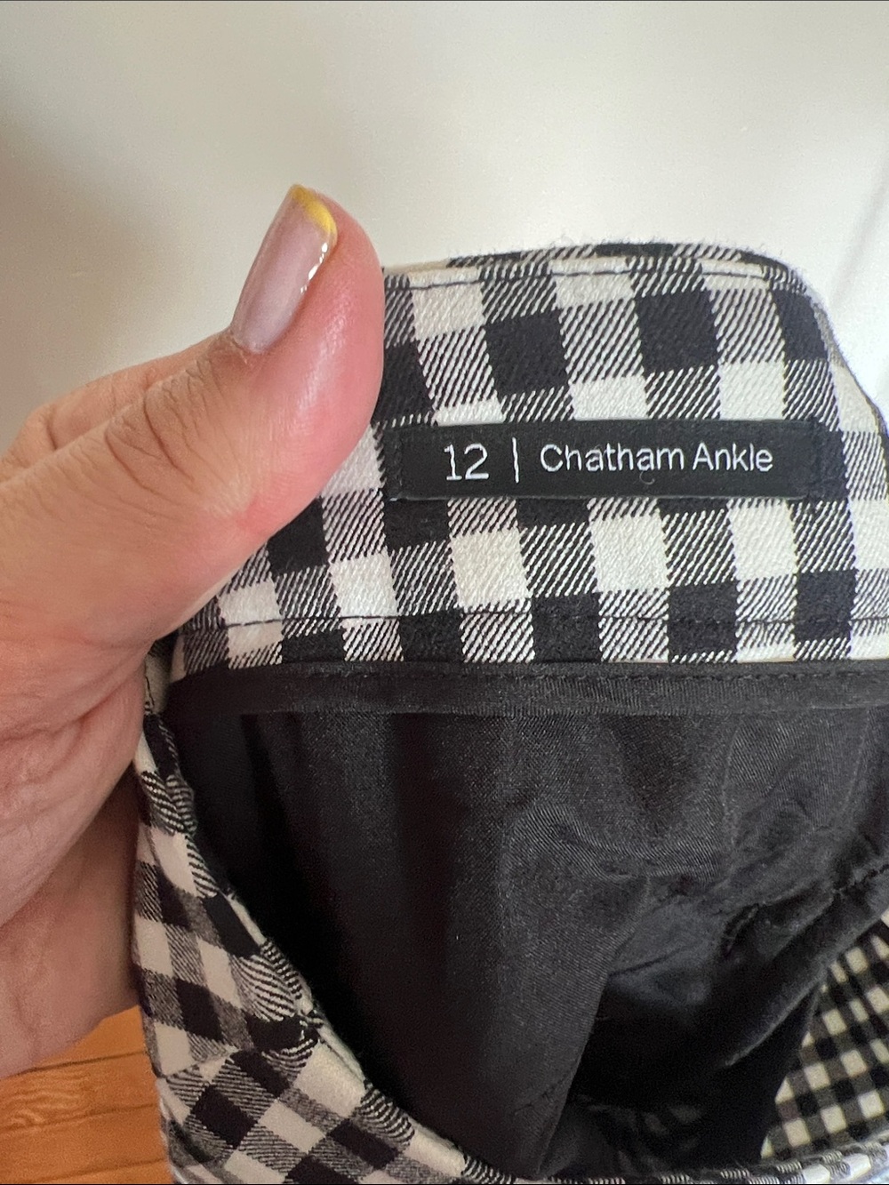 Talbots Gingham Chatham Preppy Ankle Pants Black White Side Zip Size 12 - Picture 9 of 11